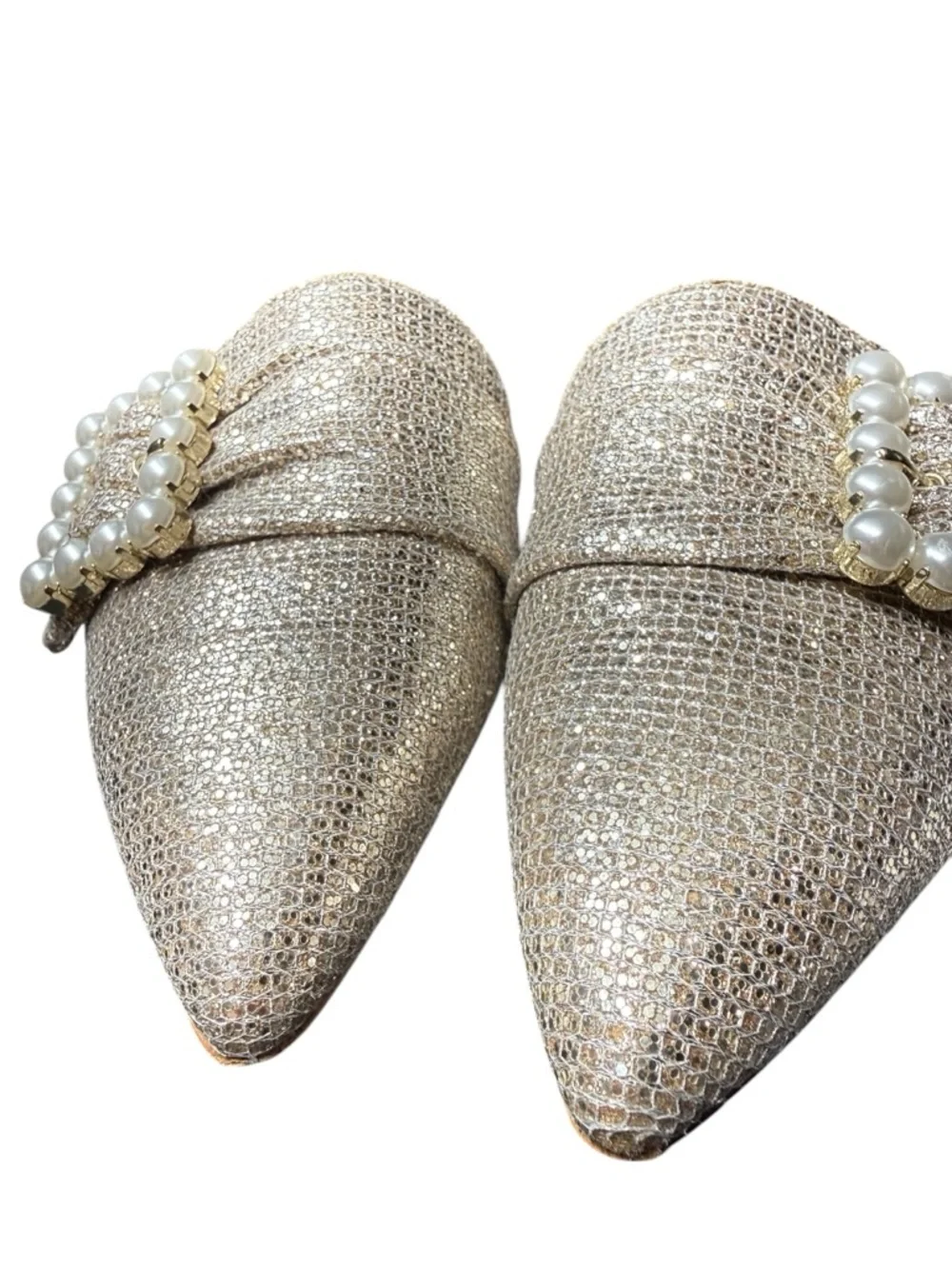 Kate Spade, Broadway, Gold Slip-Ons Pearl Buckle - Picture 4 of 8